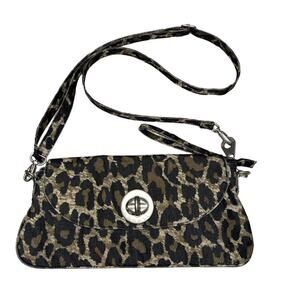 Baggallini Leopard Animal Print Monaco Convertible Cross Body Clutch Hip Bag